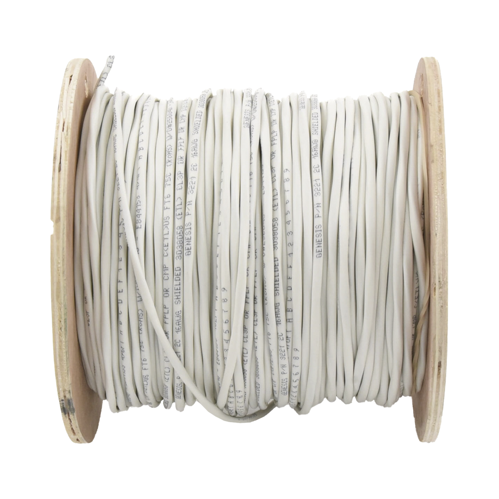 Carrete de 152 Metros (500 Pies) de Cable / 2 x 16 AWG / Blindado / Plenum / Color Blanco / Para Aplicaciones de Audio, Seguridad y Control