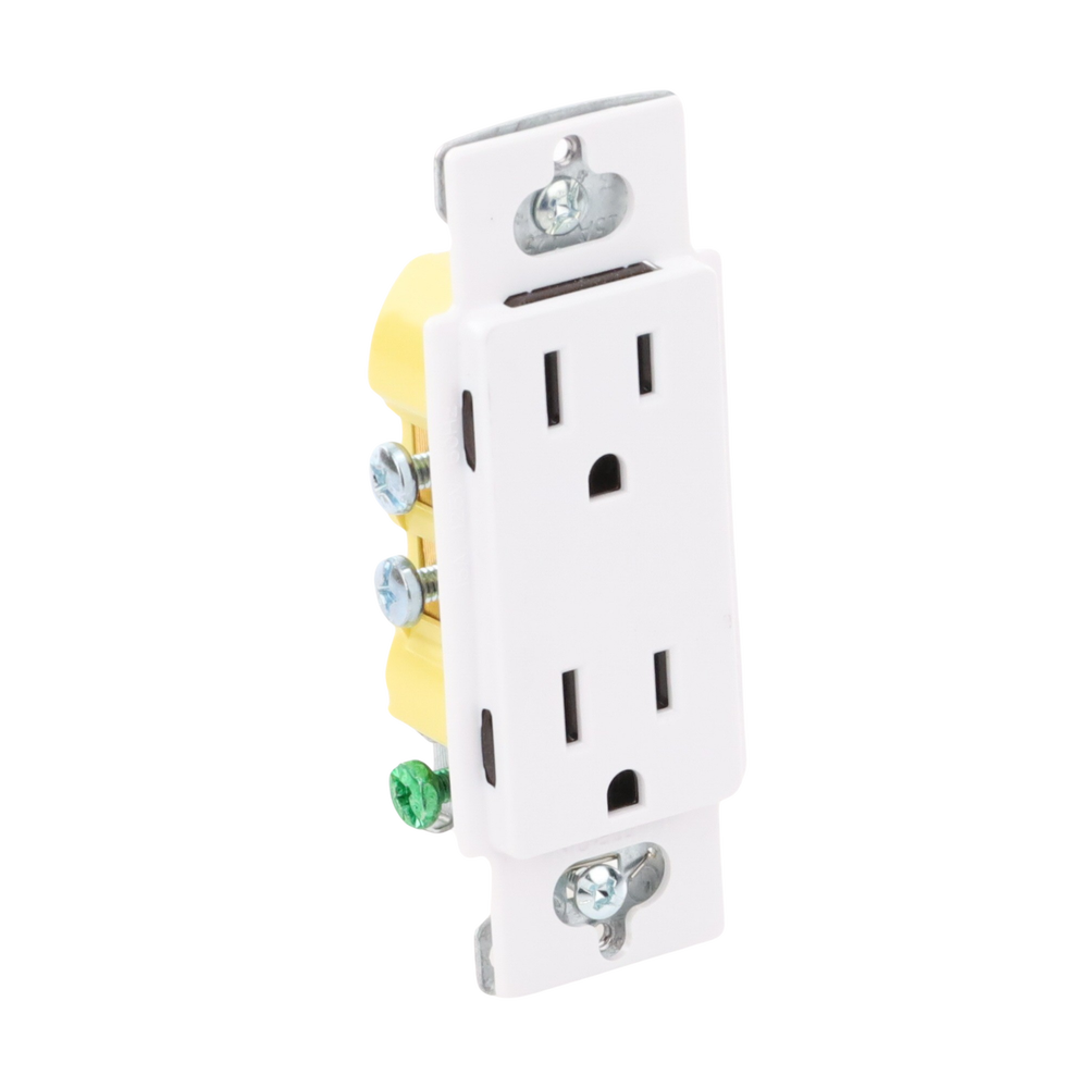 Tomacorriente receptáculo convencional  120V, 15A, color blanco.