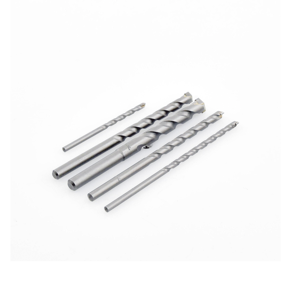 Juego de 5 Pzas. de Broca para Concreto, Zanco Recto (3/16", 1/4", 5/16", 3/8" y 1/2").