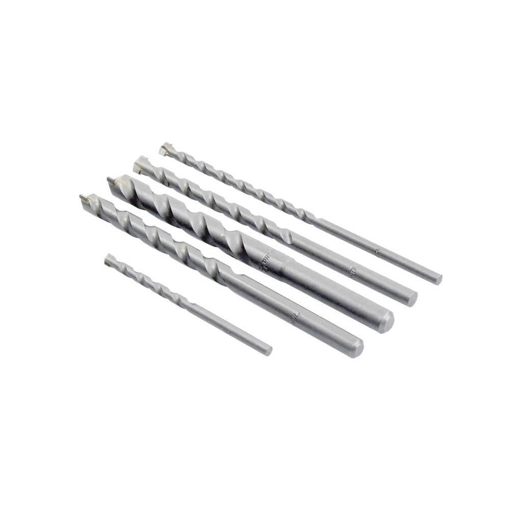 Juego de 5 Pzas. de Broca para Concreto, Zanco Recto (3/16", 1/4", 5/16", 3/8" y 1/2").