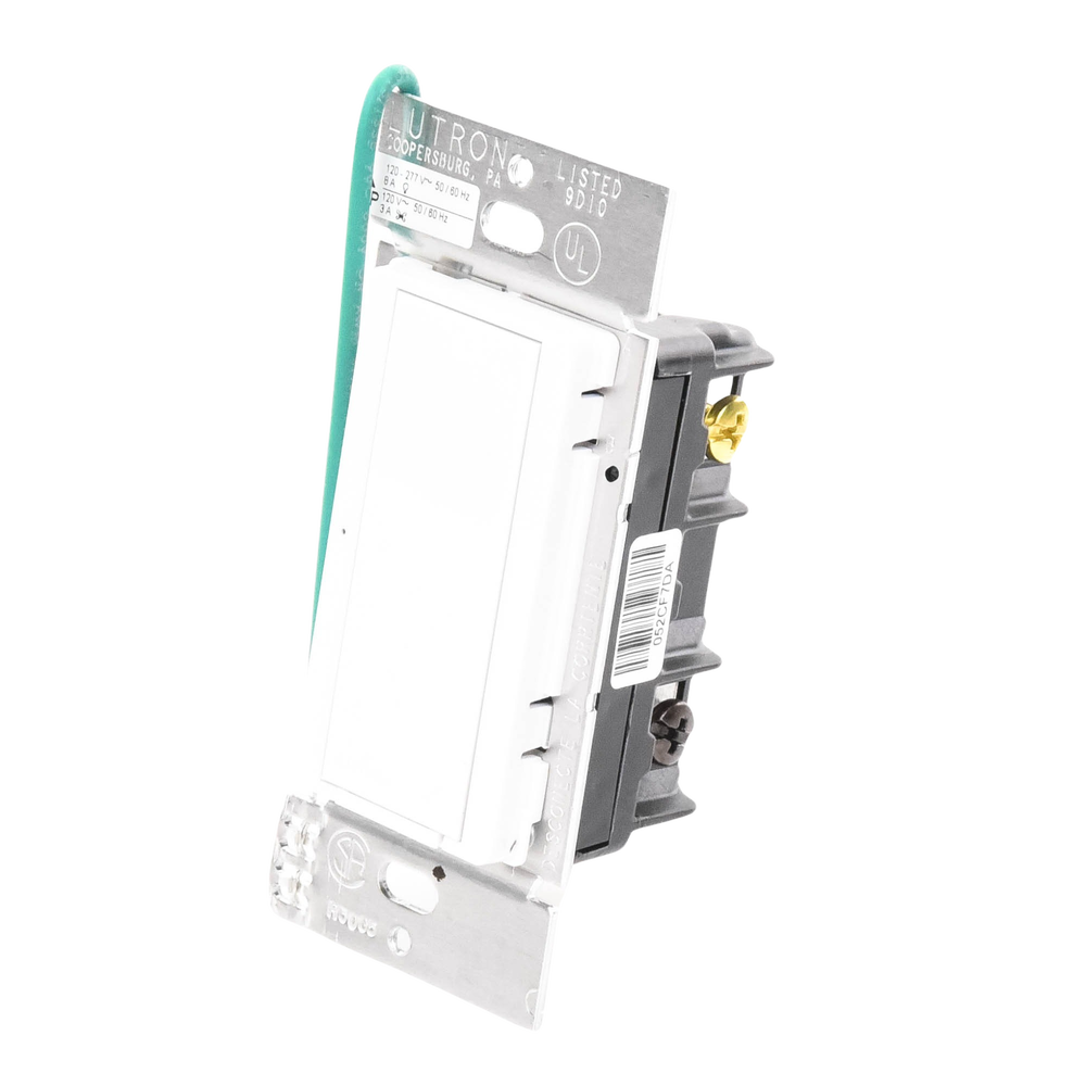 (RadioRA2) Switch on/off  RRD-8S-DV-WH de doble voltaje, un solo polo 120V/, 8A/, 1/10HP 3A en motores, apaga y enciende iluminación ó motor, NO requiere cable neutro.