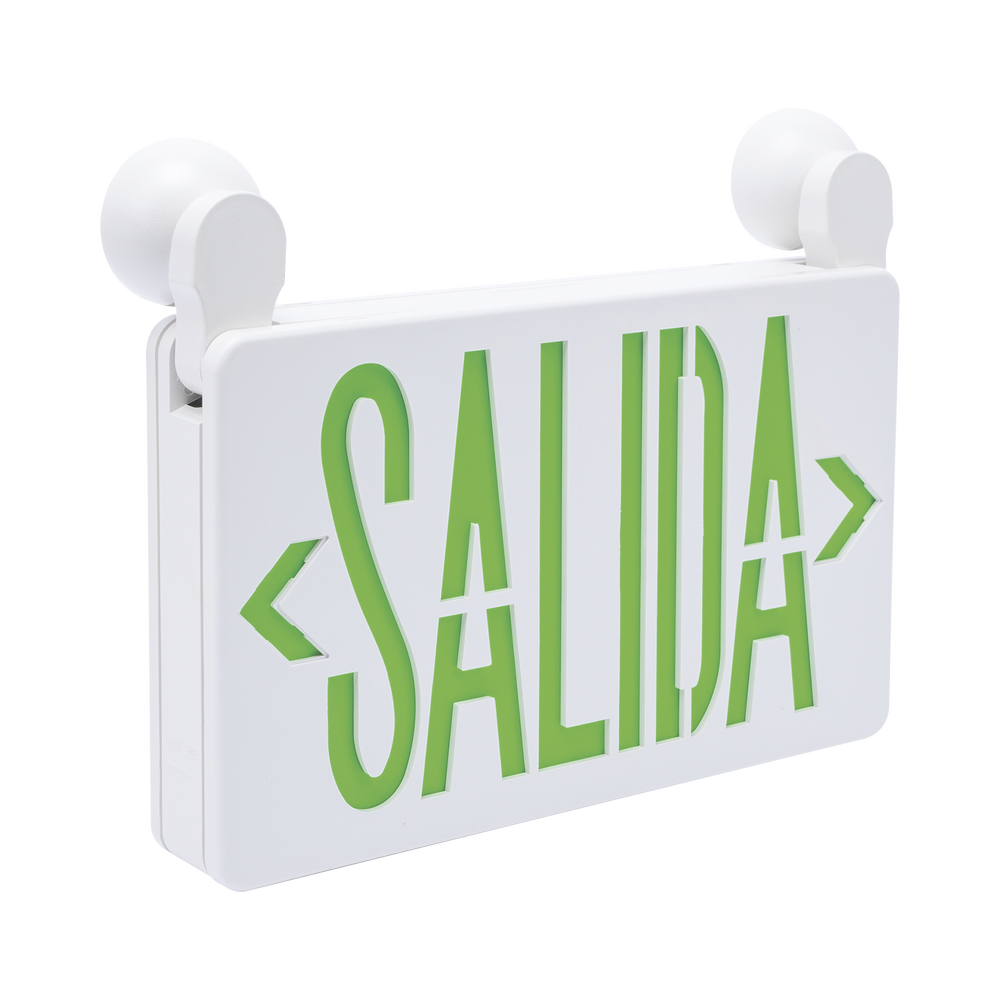 Letrero de Emergencia LED DUAL de SALIDA con Luz de Emergencia/Montaje Universal (pared, lateral o Techo)/Batería de Respaldo Incluida