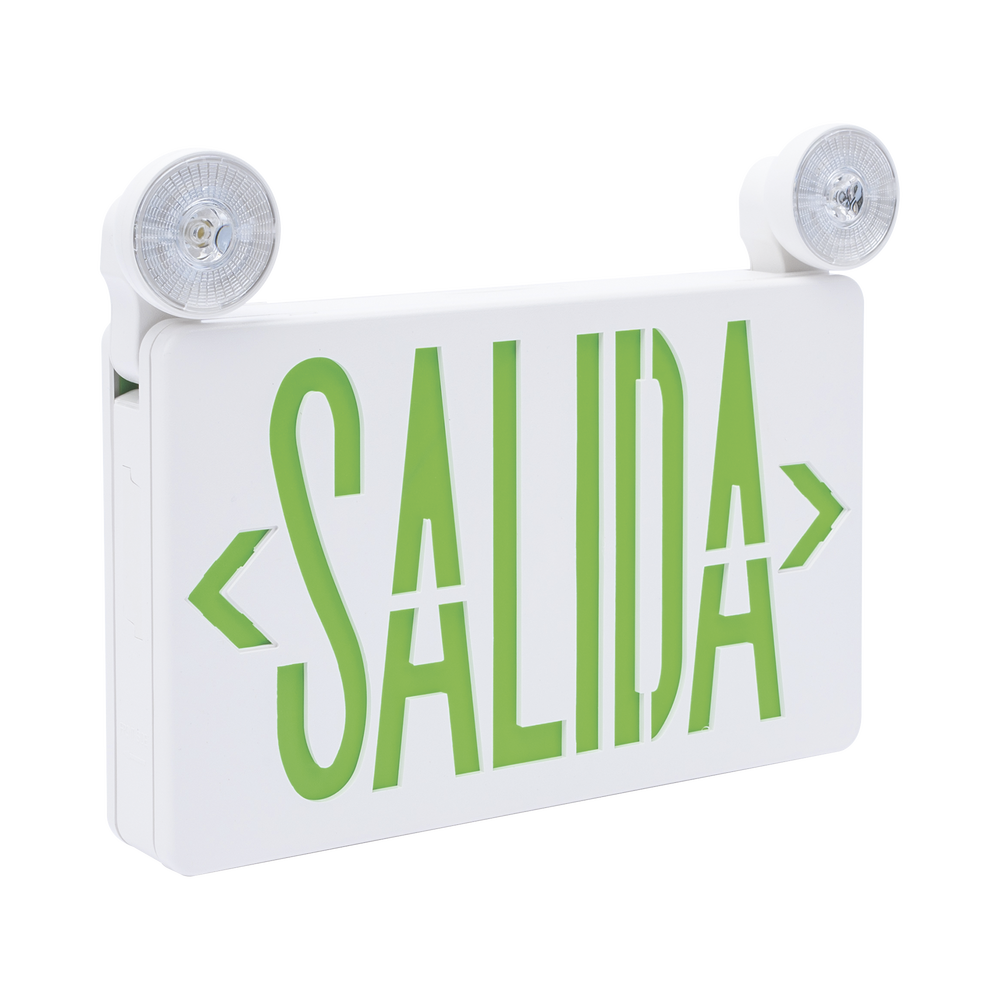 Letrero de Emergencia LED DUAL de SALIDA con Luz de Emergencia/Montaje Universal (pared, lateral o Techo)/Batería de Respaldo Incluida