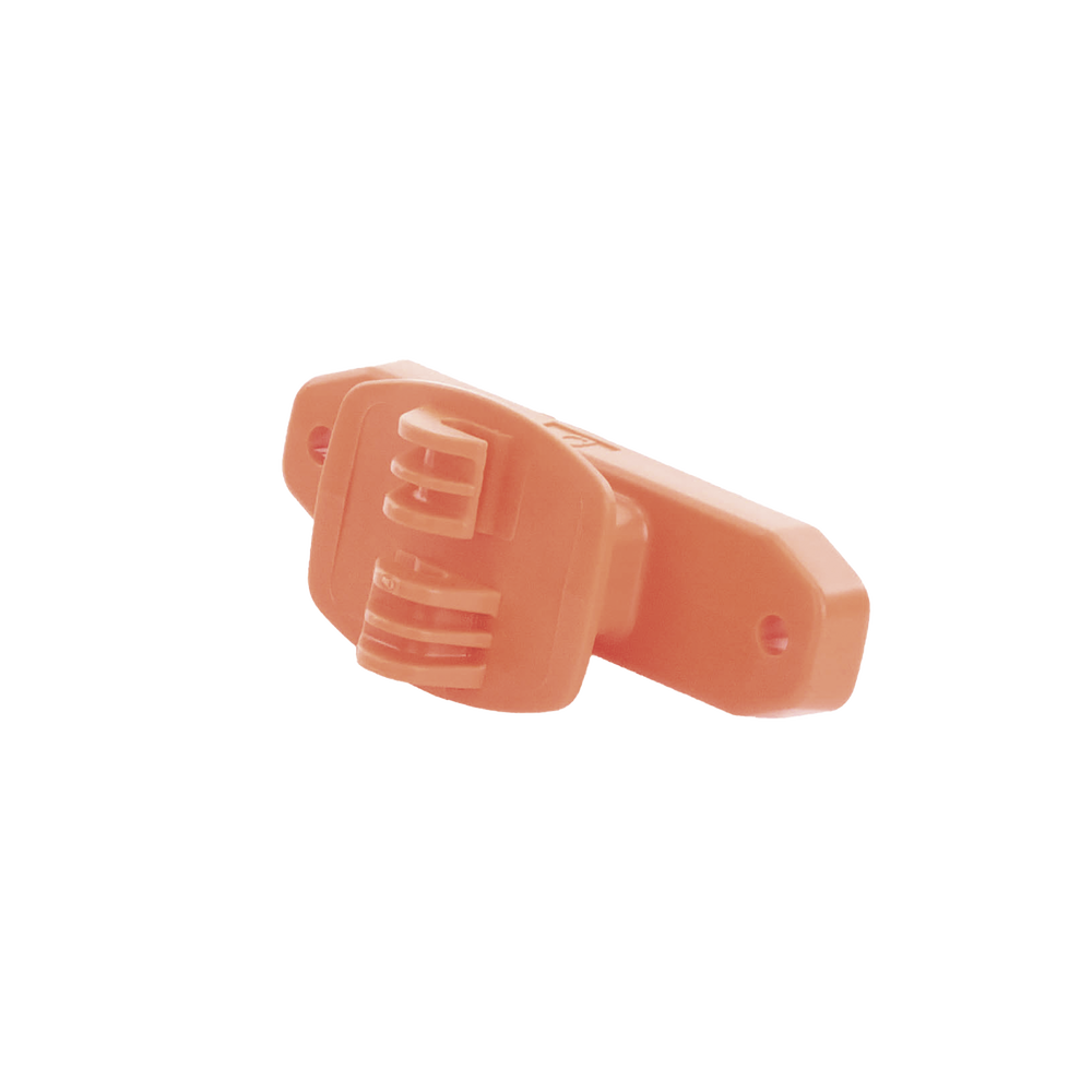 Aislador de Paso color Naranja reforzado para cercos eléctricos, resistente al clima extremoso