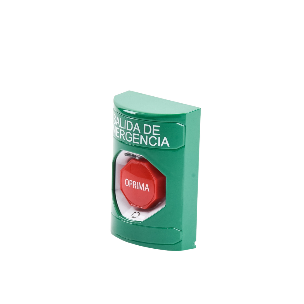 Botón de Salida de Emergencia , Texto en Español,  Acción Mantenida, Girar para Restablecer, LED de iluminación