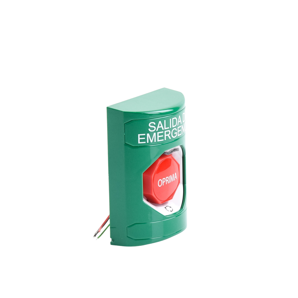 Botón de Salida de Emergencia , Texto en Español,  Acción Mantenida, Girar para Restablecer, LED de iluminación