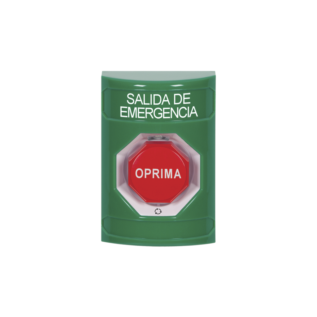 Botón de Salida de Emergencia , Texto en Español,  Acción Mantenida, Girar para Restablecer, LED de iluminación