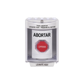 Botón de Abortar, Bocina de Advertencia Integrada, Texto en Español, Tapa Protectora de Policarbonato Súper Resistente con Espaciador, Restablecimiento con Llave