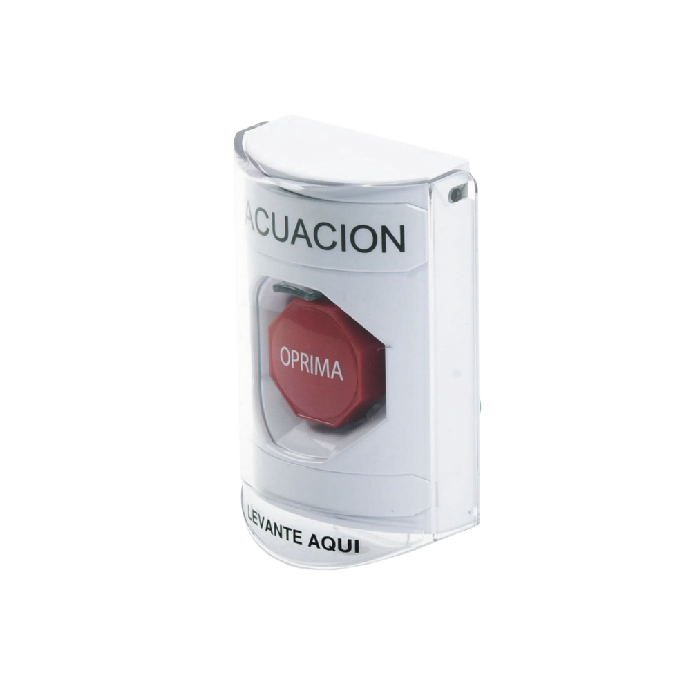 Botón de Evacuación, Cubierta de Policarbonato Súper Resistente de Superficie con Espaciador, Restablecimiento con Llave, Con Bocina de Advertencia