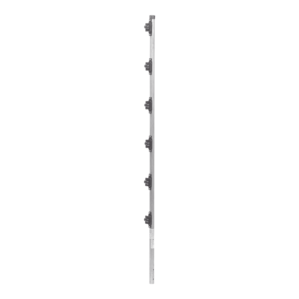 Poste con 6 Aisladores de PASO  para Cerca Electrificada. Tubo Galva. de 1.4m, cal. 18 de 1" Diam. (Sin pintar).