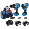Kit Taladro Percutor y Atornillador de Impacto 20V / Motor Brushless / 2 Bater as 4.0Ah Li-ion / Cargador y Bolsa de Transporte